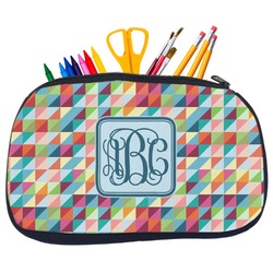 Retro Triangles Neoprene Pencil Case - Medium w/ Monogram