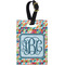 Retro Triangles Plastic Luggage Tag - Rectangular w/ Monogram