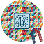 Retro Triangles Round Fridge Magnet (Personalized)