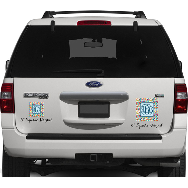 Retro Triangles Personalized Square Car Magnets on Ford Explorer