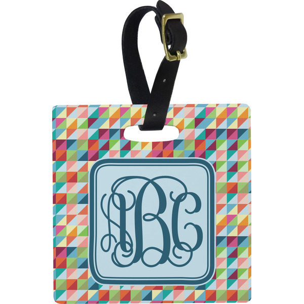 Retro Triangles Personalized Square Luggage Tag