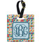 Retro Triangles Plastic Luggage Tag - Square w/ Monogram