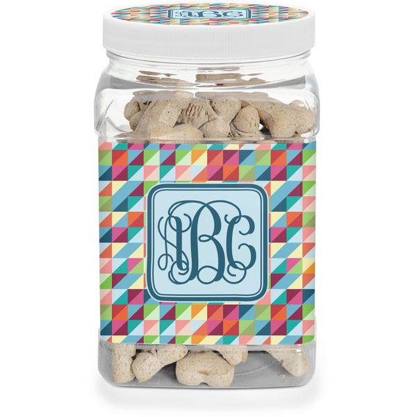 Custom Retro Triangles Dog Treat Jar (Personalized)
