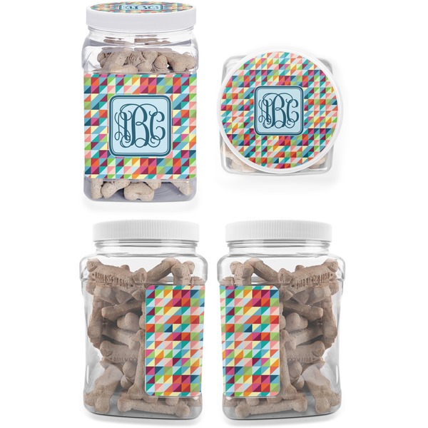 Retro Triangles Pet Treat Jar - Multiple Angles