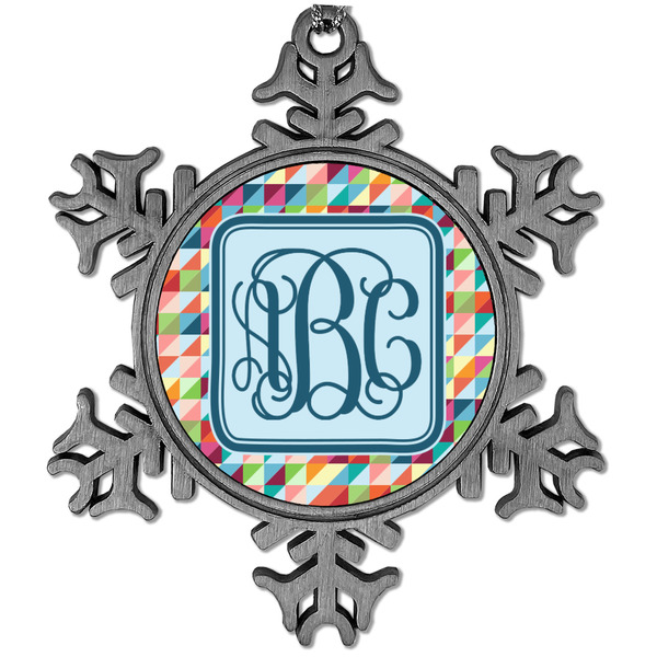 Custom Retro Triangles Vintage Snowflake Ornament (Personalized)
