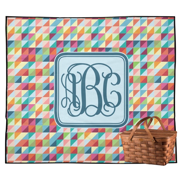 Custom Retro Triangles Outdoor Picnic Blanket (Personalized)