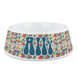 Retro Triangles Plastic Dog Bowl - Medium (Personalized)