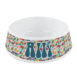 Retro Triangles Plastic Dog Bowl - Small (Personalized)