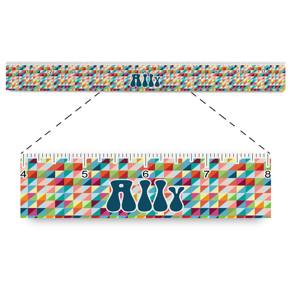 Custom Retro Triangles Plastic Ruler - 12" (Personalized)