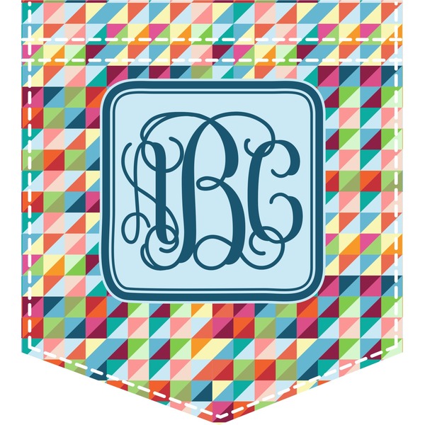 Custom Retro Triangles Iron On Faux Pocket (Personalized)