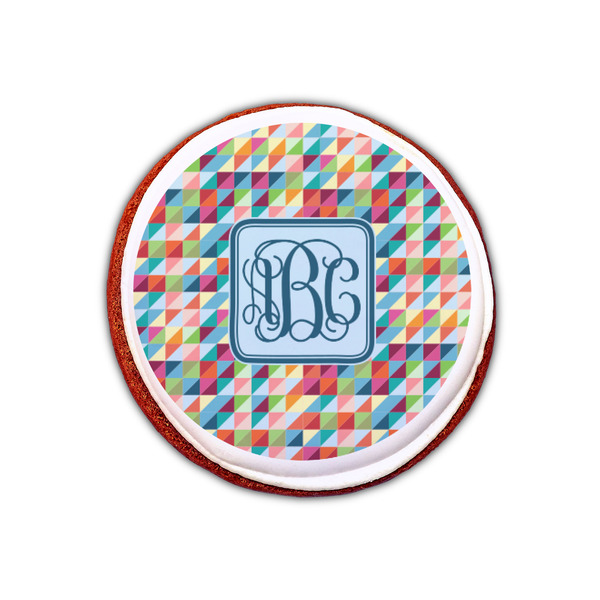 Retro Triangles Printed Icing Circle - XSmall - On Cookie