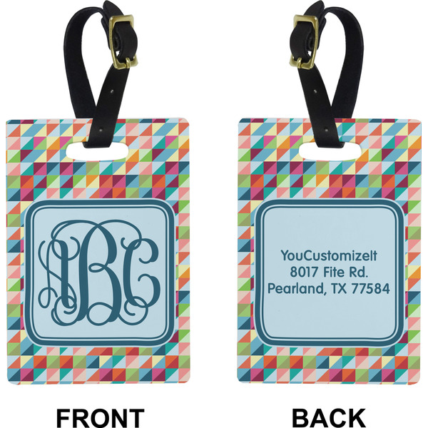 Retro Triangles Rectangle Luggage Tag (Front + Back)