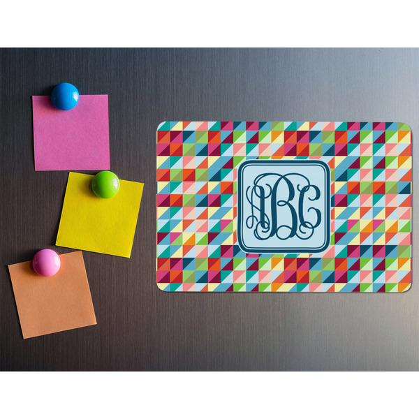 Retro Triangles Rectangular Fridge Magnet - LIFESTYLE