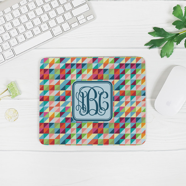 Retro Triangles Rectangular Mouse Pad - LIFESTYLE 2