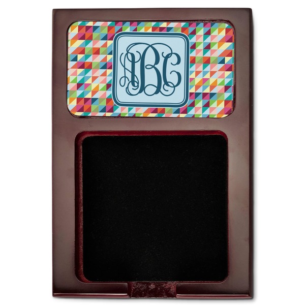 Retro Triangles Red Mahogany Sticky Note Holder - Flat