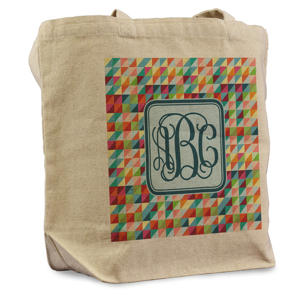 Custom Retro Triangles Reusable Cotton Grocery Bag (Personalized)