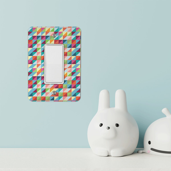 Retro Triangles Rocker Light Switch Covers - Single - IN CONTEXT