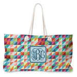 Retro Triangles Large Tote Bag with Rope Handles (Personalized)