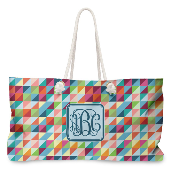 Custom Retro Triangles Large Tote Bag with Rope Handles (Personalized)