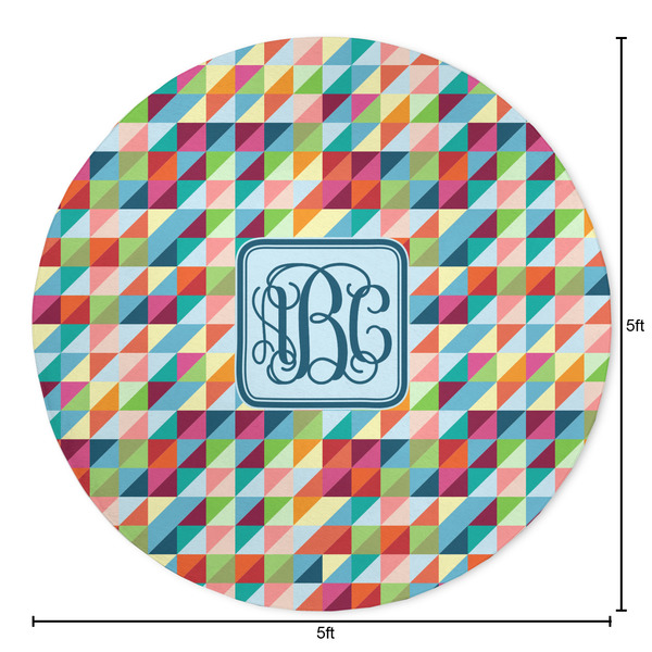 Retro Triangles Round Area Rug - Size