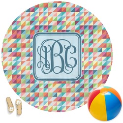 Retro Triangles Round Beach Towel (Personalized)