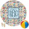 Retro Triangles Round Beach Towel (Personalized)