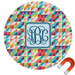 Retro Triangles Round Car Magnet - 10" (Personalized)