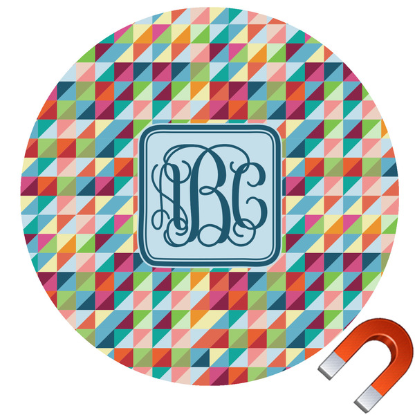 Custom Retro Triangles Round Car Magnet - 10" (Personalized)