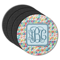 Retro Triangles Round Rubber Backed Coasters - Set of 4 (Personalized)