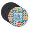 Retro Triangles Round Rubber Backed Coasters - Set of 4 (Personalized)