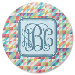 Retro Triangles Round Rubber Backed Coaster (Personalized)