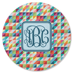 Retro Triangles Round Rubber Backed Coaster (Personalized)