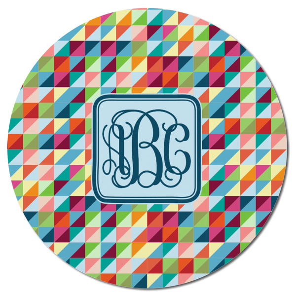 Retro Triangles Round Fridge Magnet - FRONT