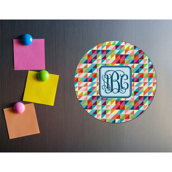 Retro Triangles Round Fridge Magnet - LIFESTYLE
