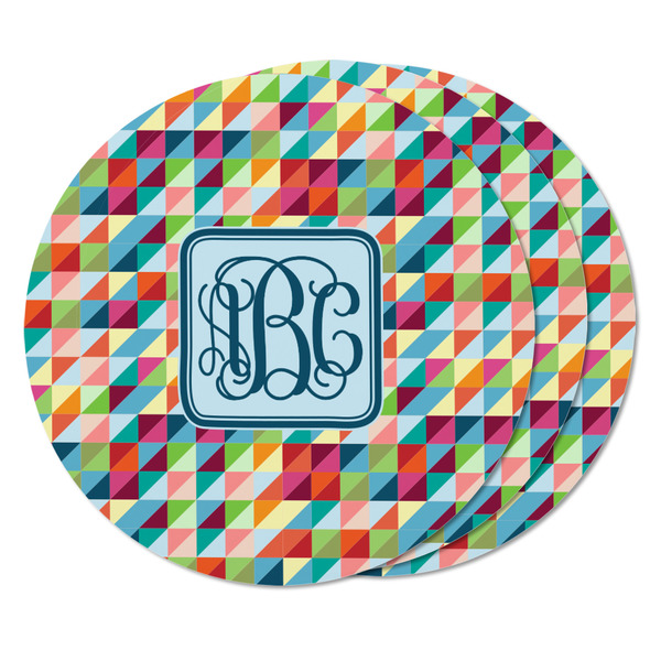 Retro Triangles Round Fridge Magnet - THREE