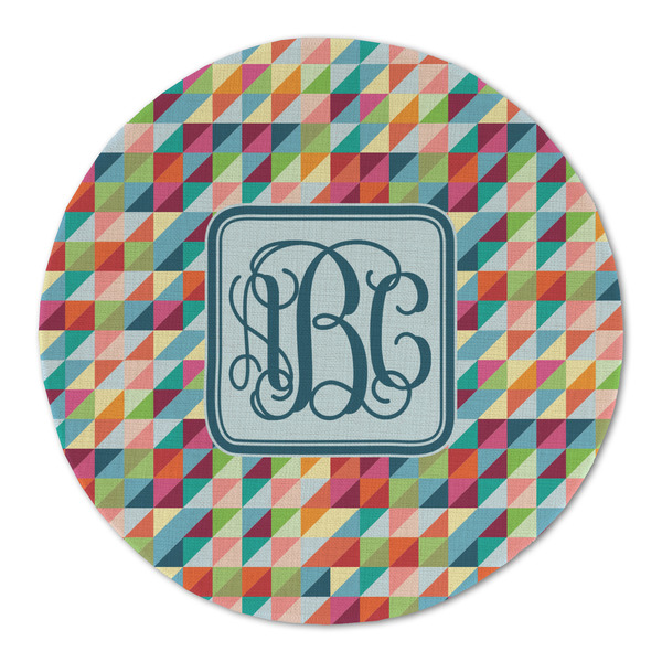 Retro Triangles Round Linen Placemats - FRONT (Double Sided)