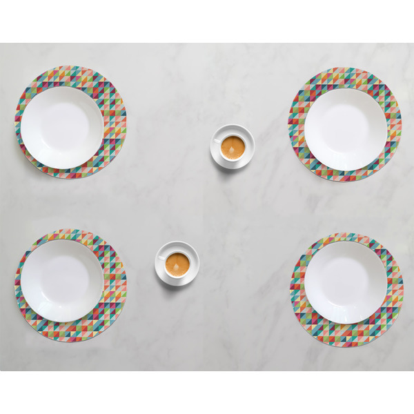 Retro Triangles Round Linen Placemats - LIFESTYLE (set of 4)