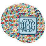 Retro Triangles Round Paper Coasters w/ Monograms
