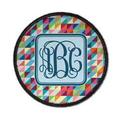 Retro Triangles Iron On Round Patch w/ Monogram