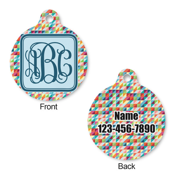 Retro Triangles Round Pet ID Tag - Large - Approval