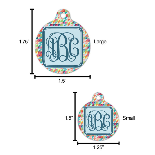 Retro Triangles Round Pet ID Tag - Large - Comparison Scale