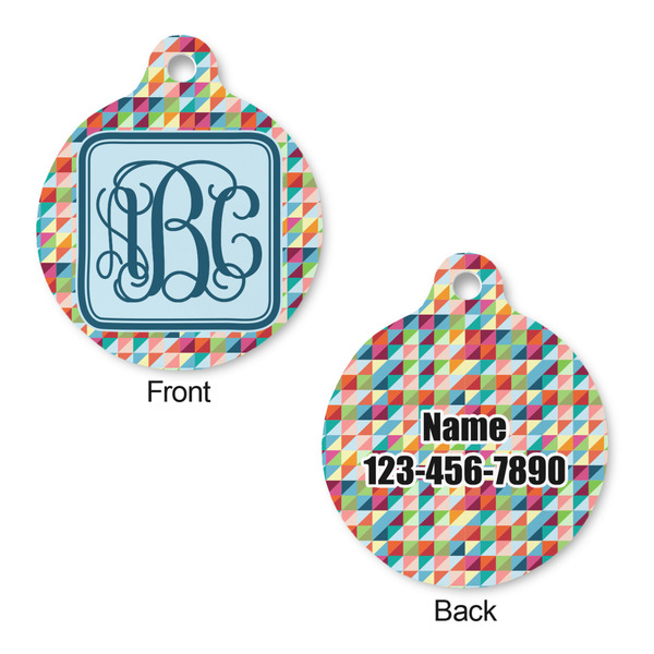 Retro Triangles Round Pet Tag - Front & Back