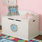 Retro Triangles Round Wall Decal on Toy Chest