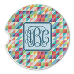 Retro Triangles Sandstone Car Coaster - Single (Personalized)