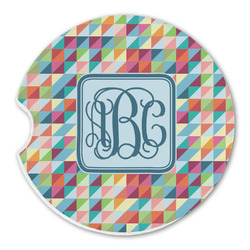 Retro Triangles Sandstone Car Coaster - Single (Personalized)