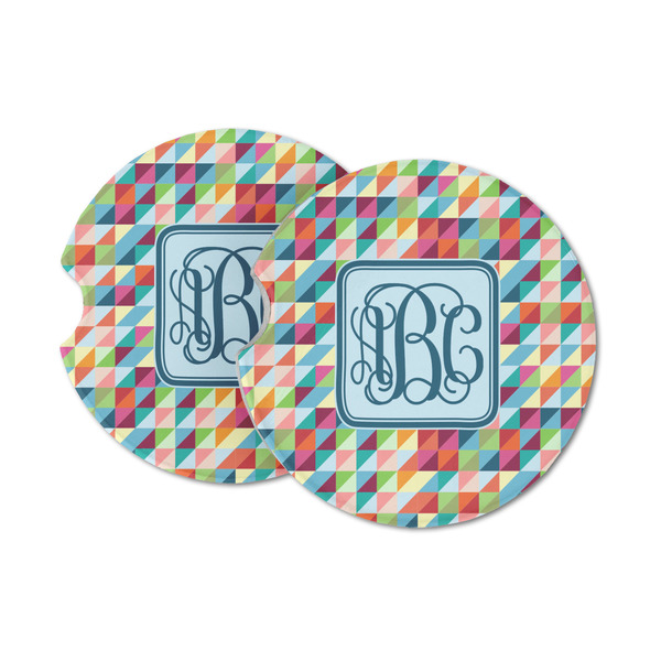 Custom Retro Triangles Sandstone Car Coasters (Personalized)