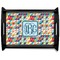 Retro Triangles Black Wooden Tray - Large (Personalized)