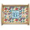 Retro Triangles Natural Wooden Tray - Large (Personalized)