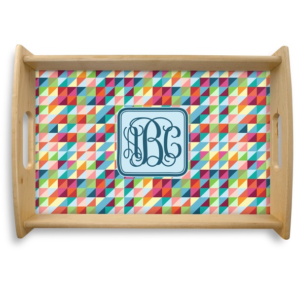 Custom Retro Triangles Natural Wooden Tray - Small (Personalized)