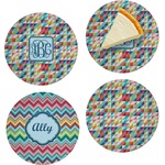 Retro Triangles Set of 4 Glass Appetizer / Dessert Plate 8" (Personalized)